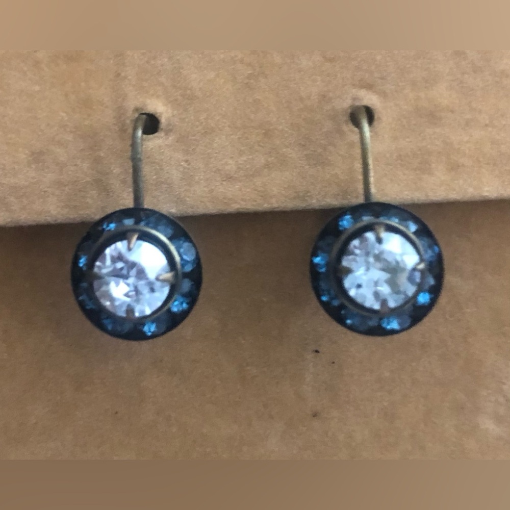 Drop earrings blue stones and cz